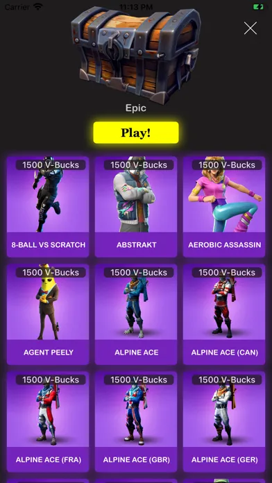 Zrzuty ekranu Fortnity Cases