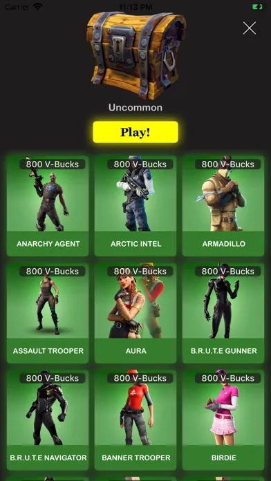 Zrzuty ekranu Fortnity Cases