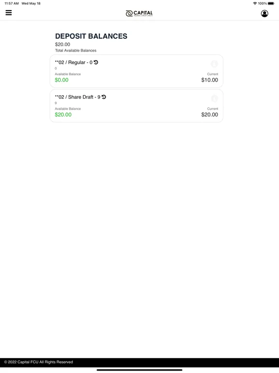 Capital FCU Mobile Banking iPad  Screenshots