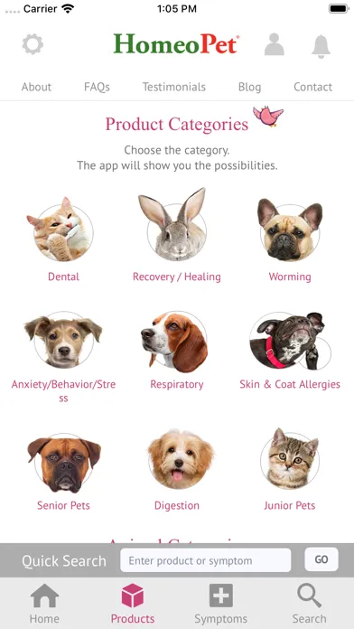 HomeoPet Natural Pet Care App Screenshots