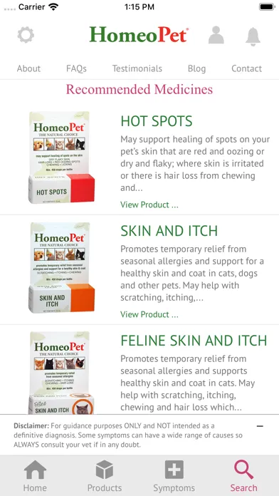 HomeoPet Natural Pet Care App Screenshots
