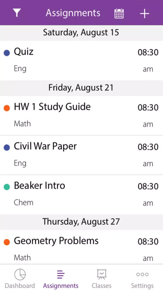 Homework Suite Student Planner & Syllabus Schedule Screenshots