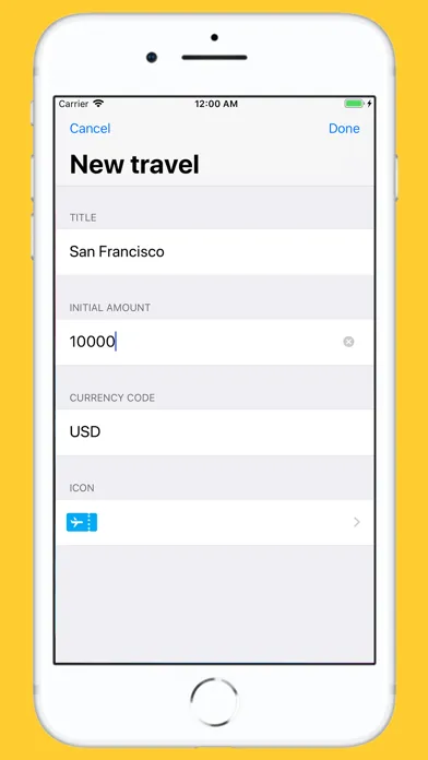 Tangkapan skrin Travel Budget Control