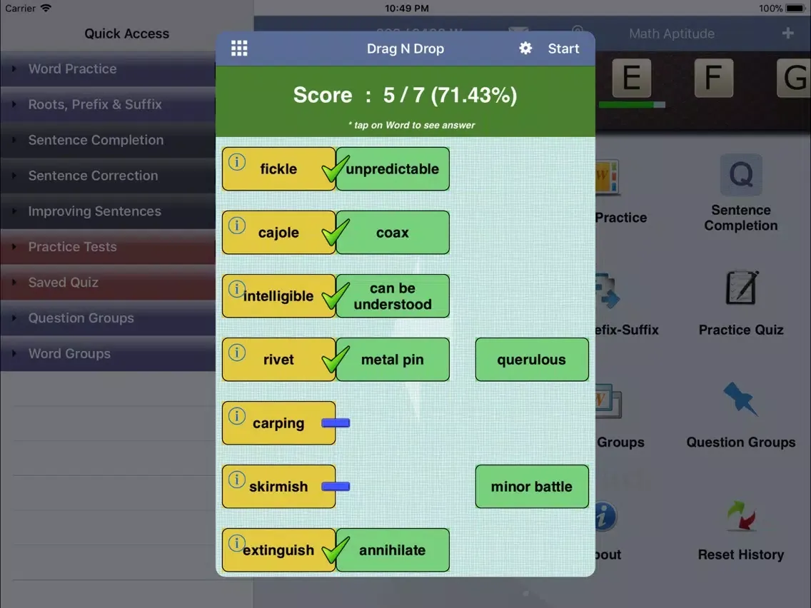 Tangkapan layar PSAT English Lite iPad 