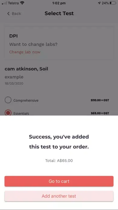 Tangkapan skrin Hone Test