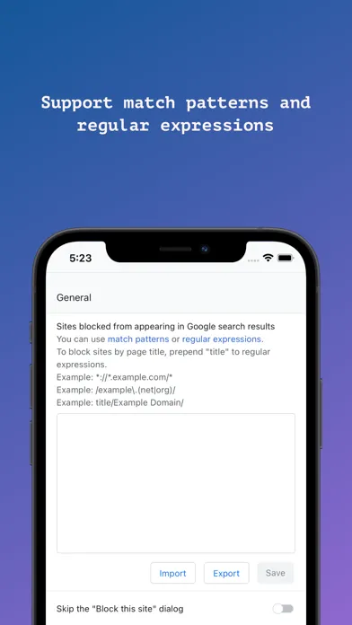 Capturas de pantalla de uBlacklist for Safari