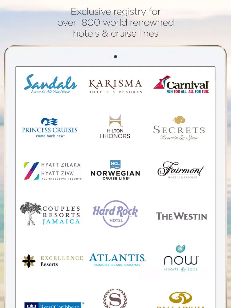 HoneymoonWishes Honeymoon & Wedding Registry iPad 应用截图