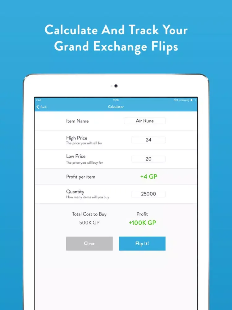 Flip It Pro - For The Runescape Grand Exchange iPad  Screenshots