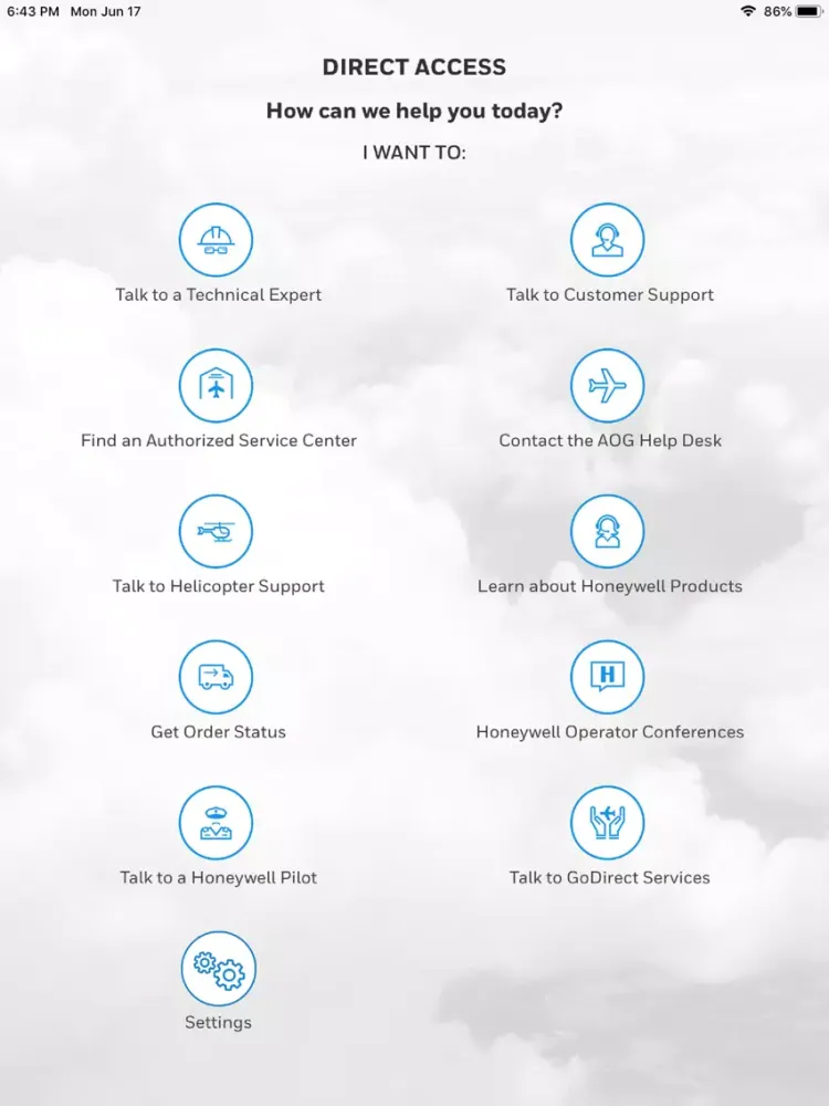 ภาพหน้าจอของ Direct Access iPad 