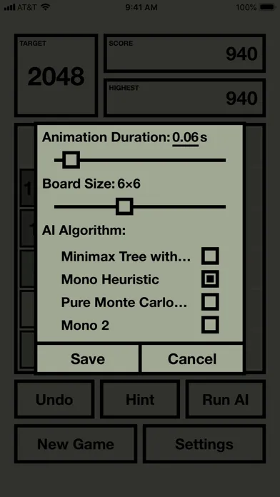 Zrzuty ekranu 2048X AI - 2048 with AI solver