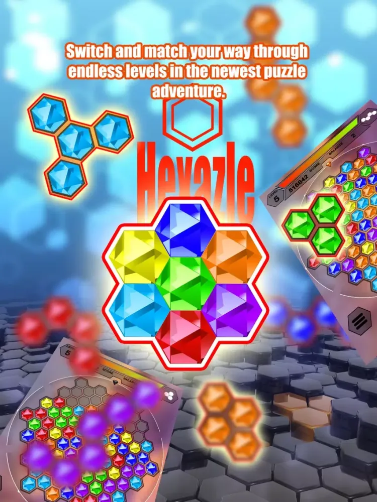 Tangkapan skrin Hexazle - Hexagon Puzzle to connect, match and balance hexagons into snake or cross iPad 
