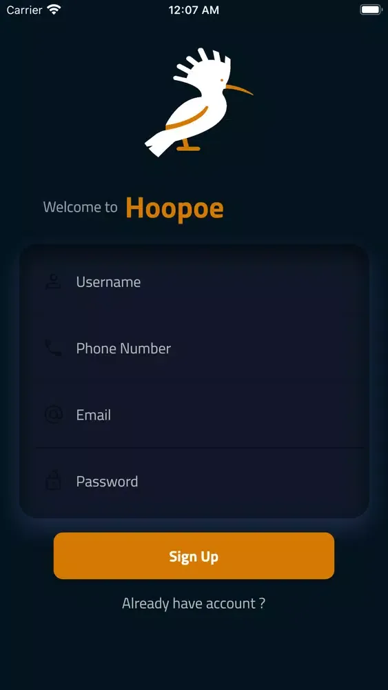 Zrzuty ekranu Hoopoe Chatting App