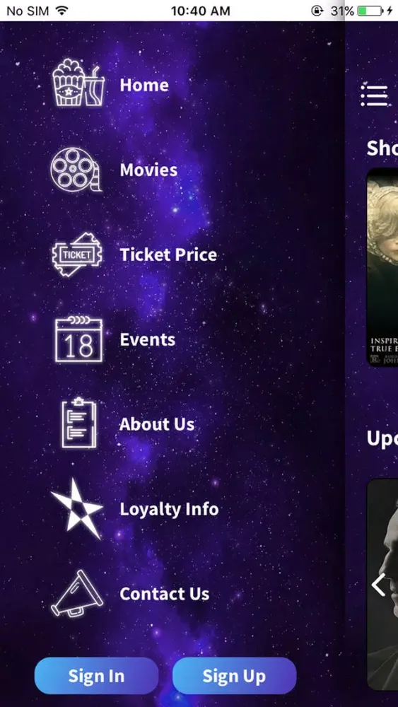 Capturas de tela do Stargate Cinemas