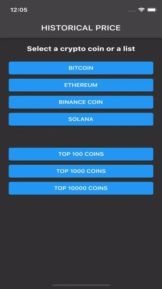 Скриншоты Crypto Coin Historical Price