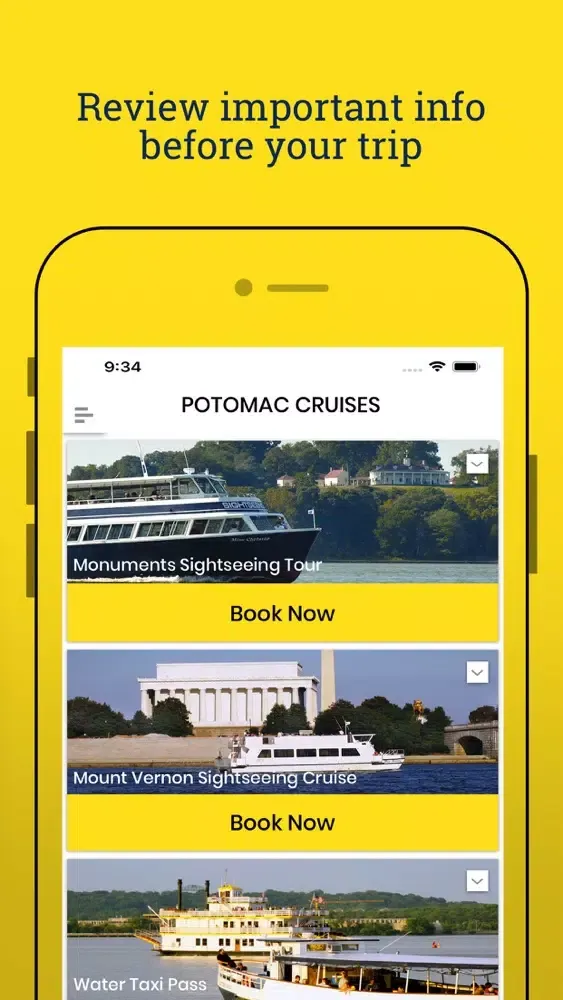 Capturas de tela do Potomac Riverboat Company