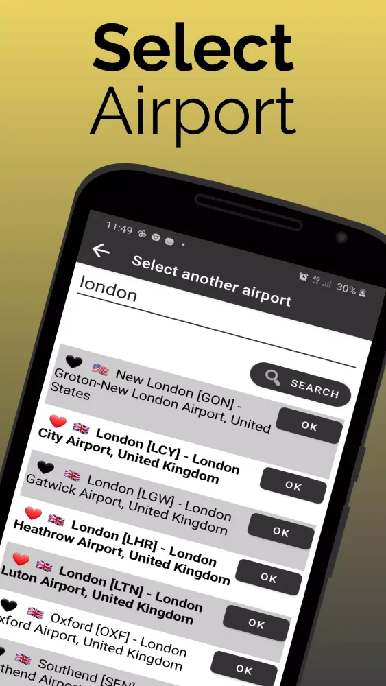 Tangkapan layar London Luton Airport Flights