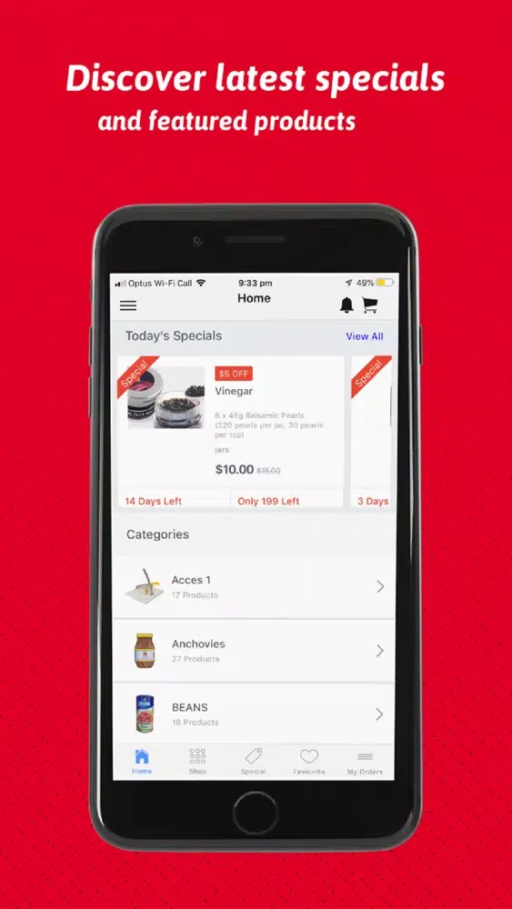 Capturas de tela do Italian Food Ordering App