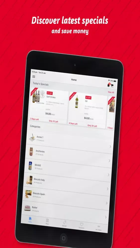 Capturas de tela do Italian Food Ordering App