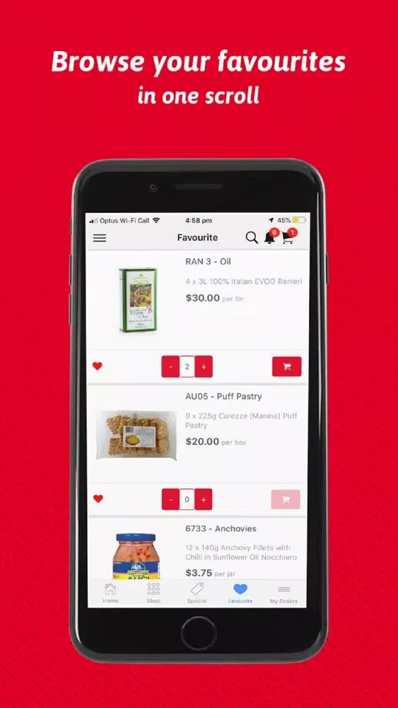 Capturas de tela do Italian Food Ordering App