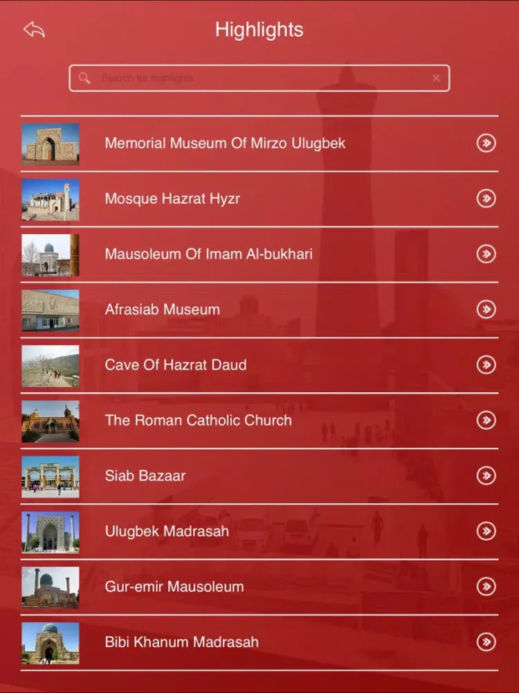 Capturas de tela do Samarkand Tourist Guide iPad 