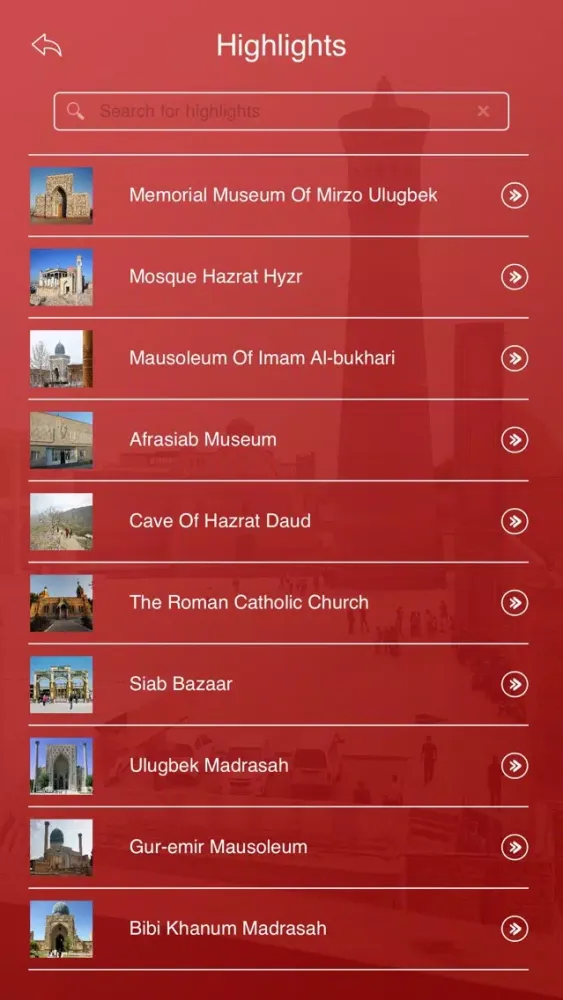 Capturas de tela do Samarkand Tourist Guide
