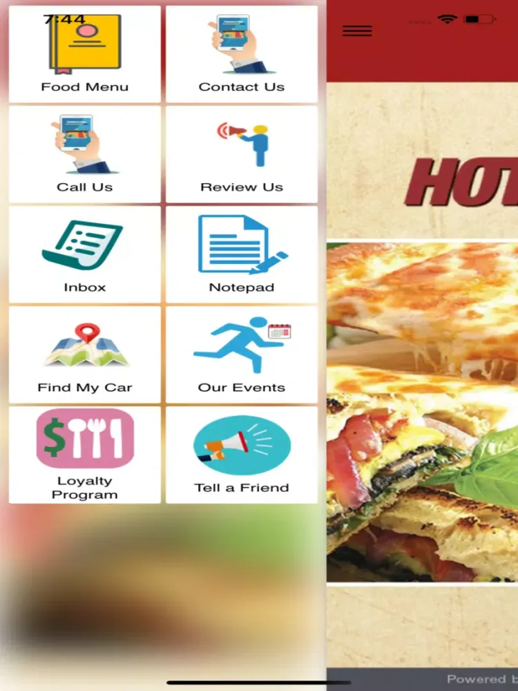Tangkapan layar HotSpot Pizzeria App iPad 