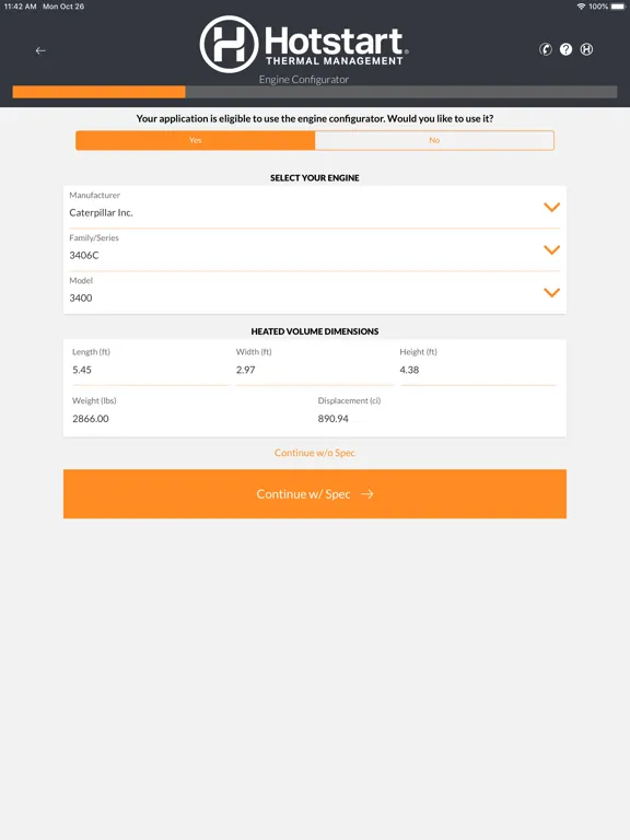 Hotstart Heater Sizing App iPad  스크린샷