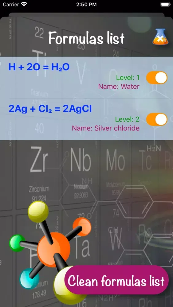Adjust the chemical formula應用截圖