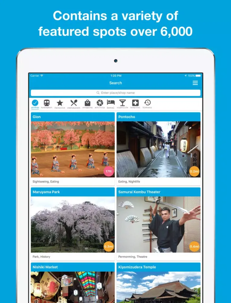 Screenshot di Kyoto guide, Pilot - Completely supported offline use, Insanely simple iPad 