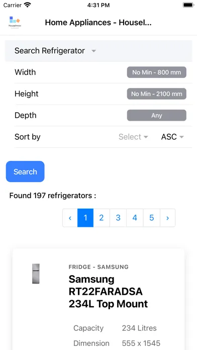 Zrzuty ekranu Home Appliances Advisor