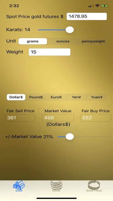 Gold and Silver Calculator スクリーンショット