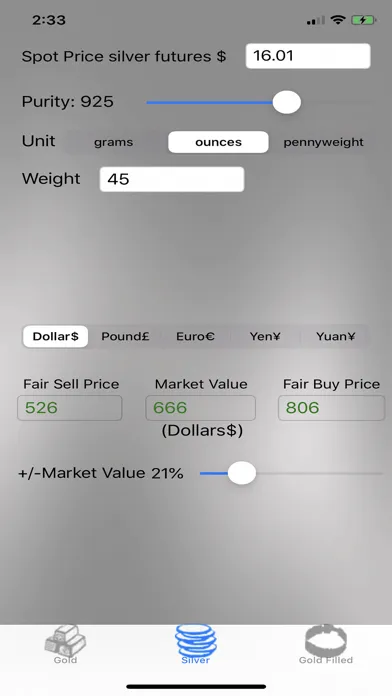 Gold and Silver Calculator スクリーンショット