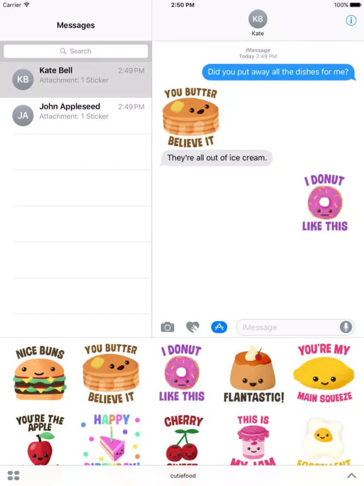 Cutie Food Stickers iPad 應用截圖