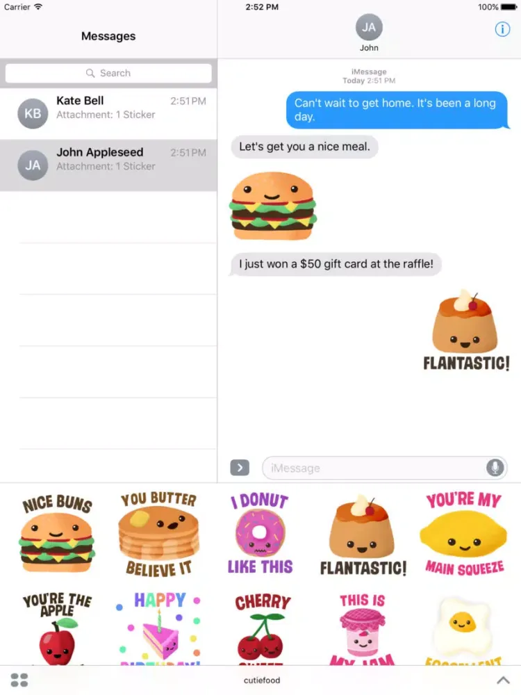 Cutie Food Stickers iPad 應用截圖