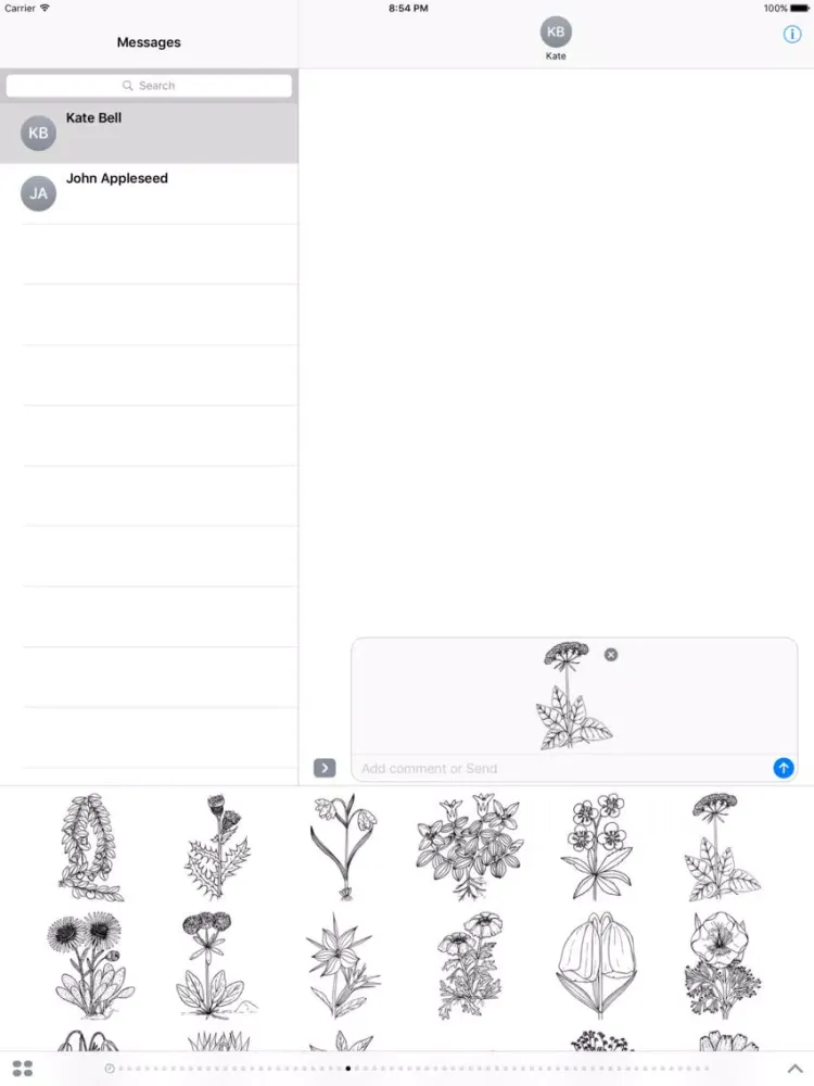Flower Stickers (Black and White) iPad  スクリーンショット