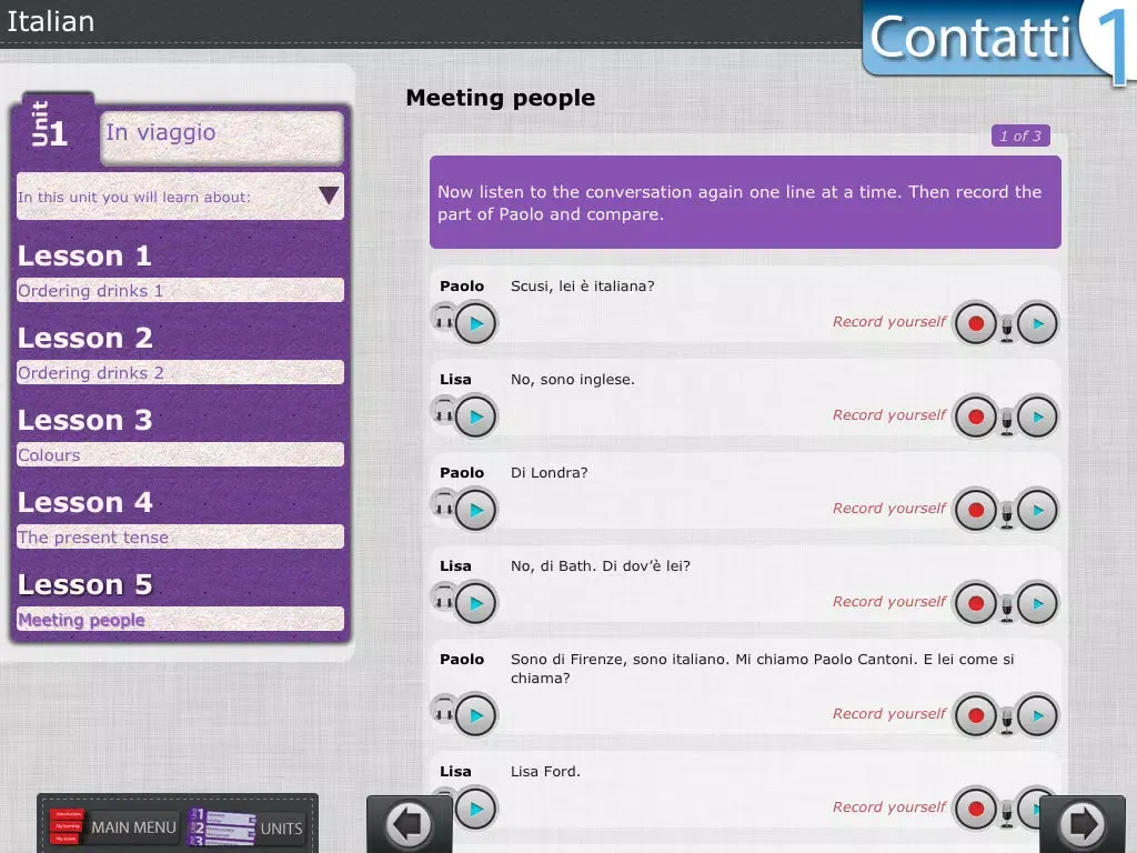 Learn Italian Lab: Contatti 1 iPad  Screenshots