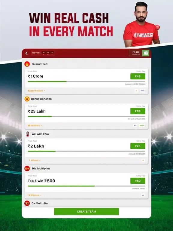 Howzat: Fantasy Cricket App iPad 應用截圖