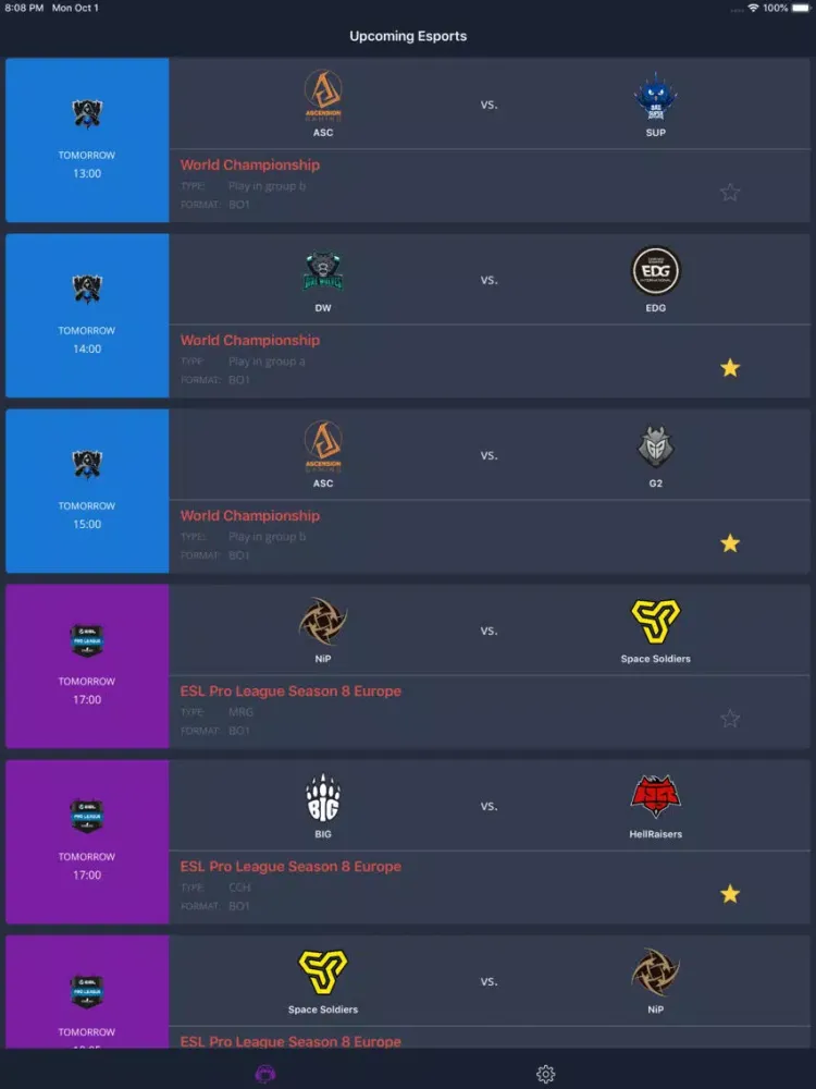 Скриншоты Esports Calendar iPad 