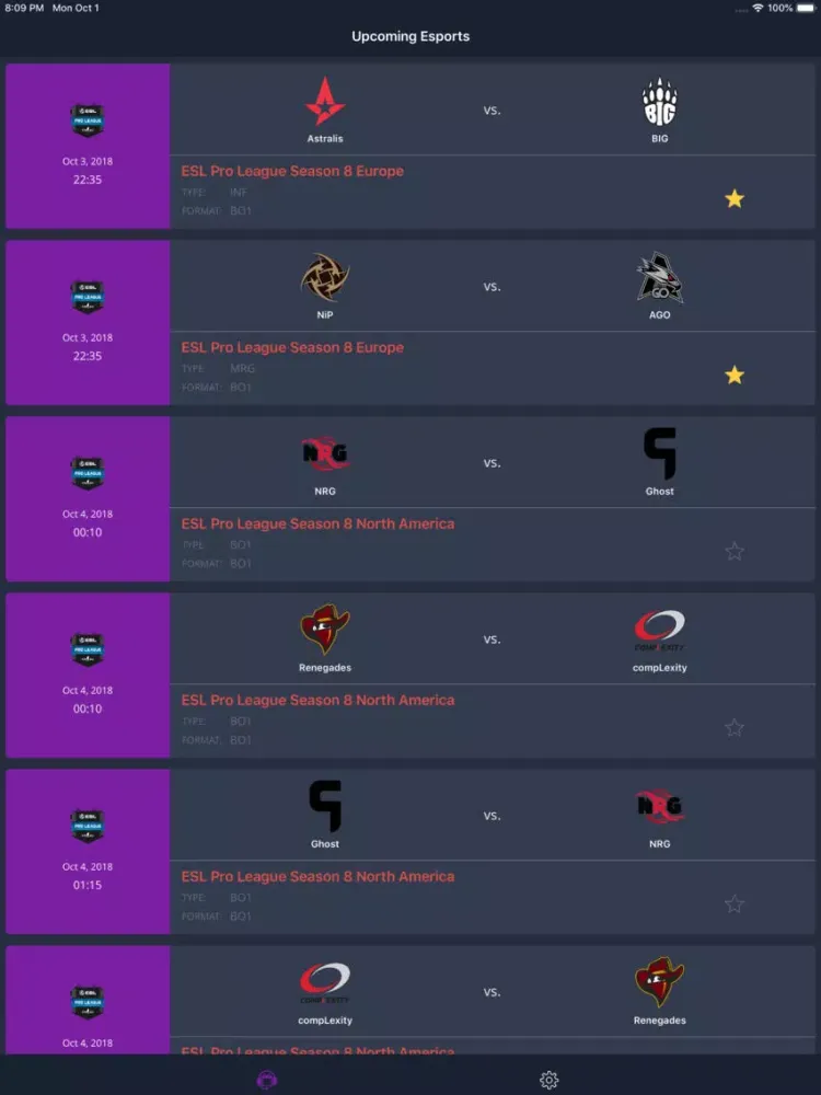 Скриншоты Esports Calendar iPad 