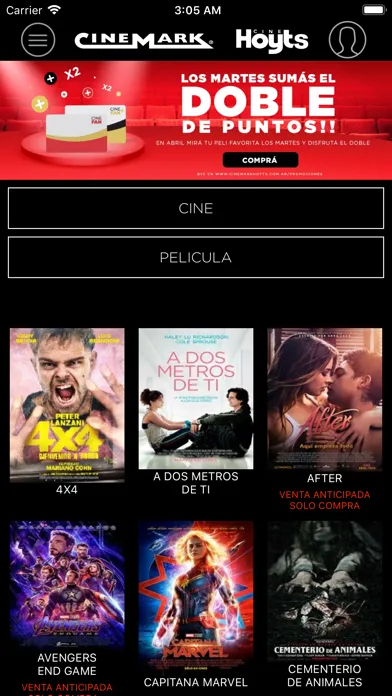 Tangkapan layar Cinemark Hoyts Argentina