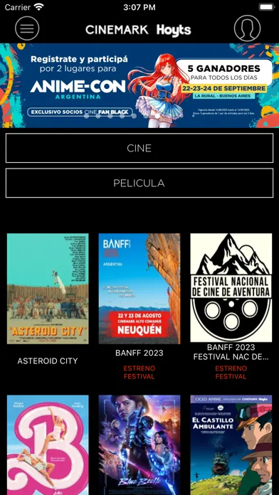 Tangkapan layar Cinemark Hoyts Argentina
