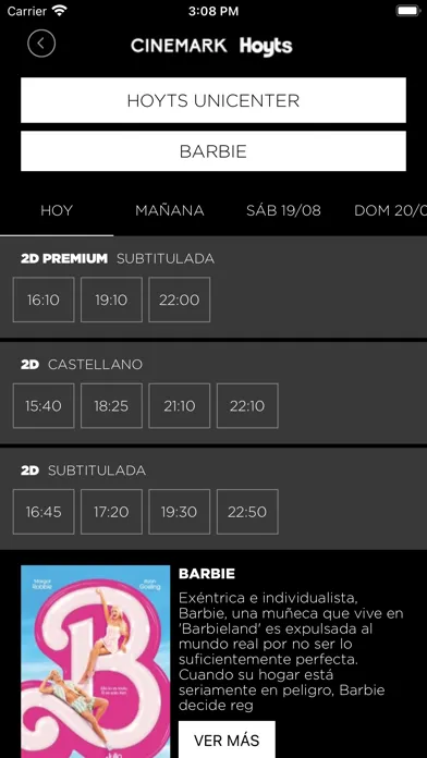 Tangkapan layar Cinemark Hoyts Argentina