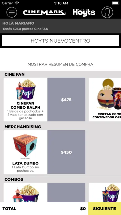 Tangkapan layar Cinemark Hoyts Argentina