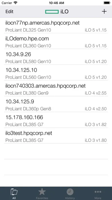Zrzuty ekranu HPE iLO Mobile