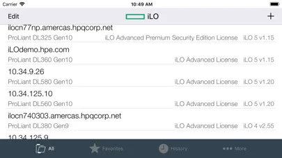 Zrzuty ekranu HPE iLO Mobile
