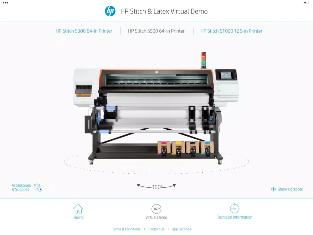 Capturas de tela do HP Stitch & Latex Virtual Demo iPad 