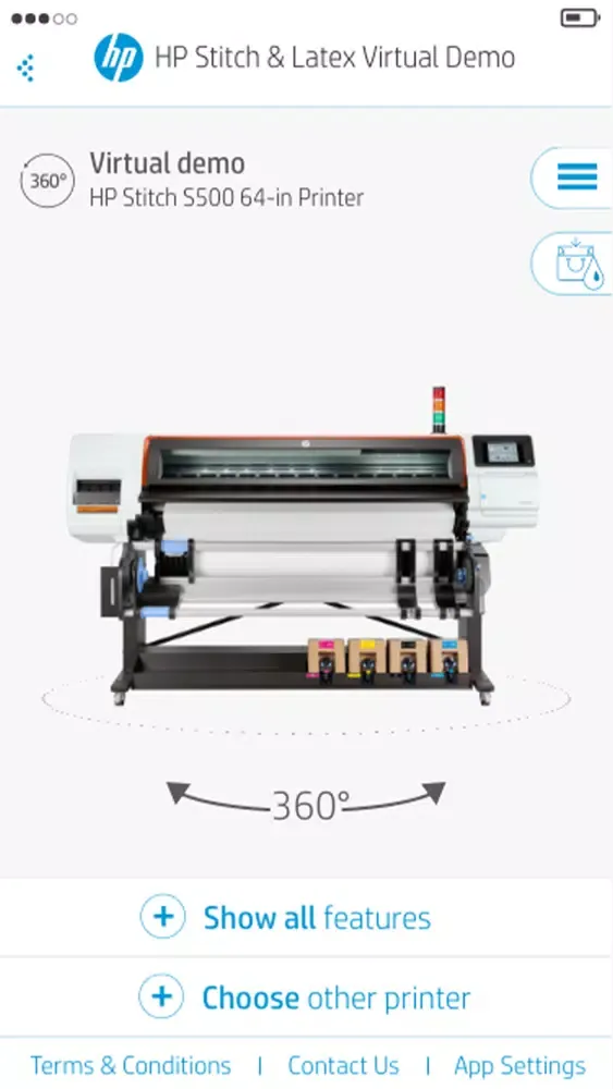 Capturas de tela do HP Stitch & Latex Virtual Demo