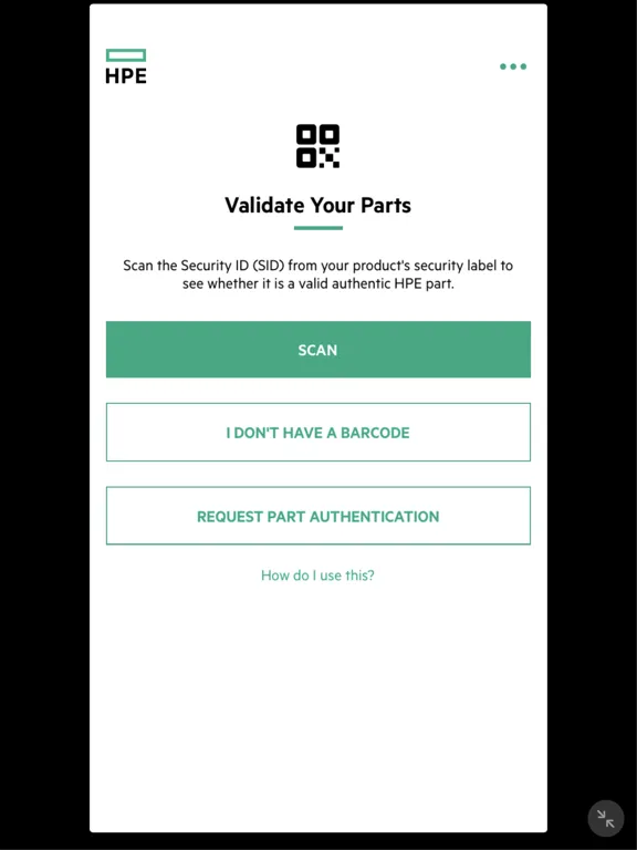 HPE Parts Validation iPad 应用截图