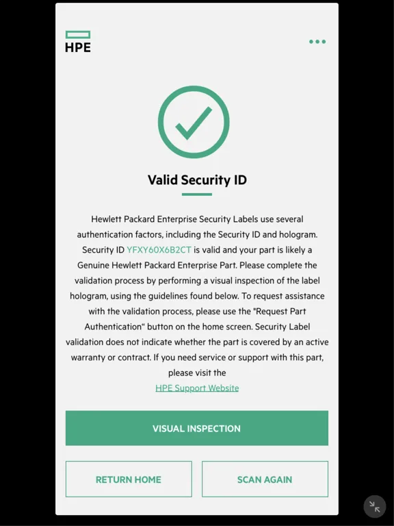 HPE Parts Validation iPad 应用截图