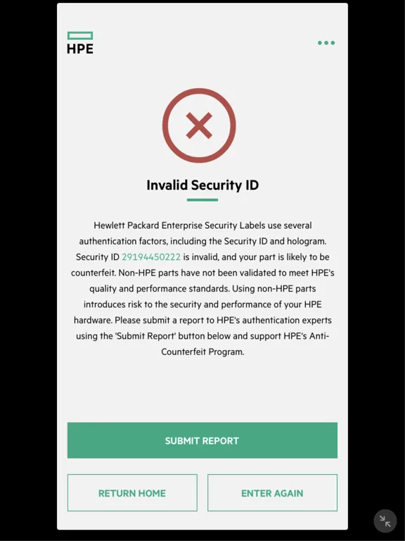 HPE Parts Validation iPad 应用截图